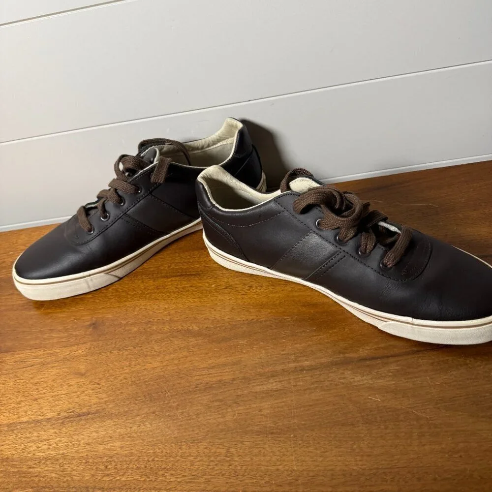 Polo Ralph Lauren Lace Up Shoes Hanford Leather Uppers Dark Brown Sz 11.5